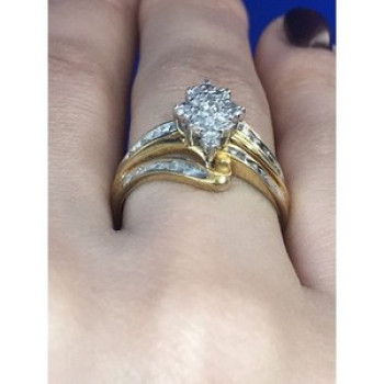 925 Sterling Silver Gold Plated CZ Ring Size 7