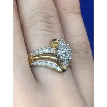 925 Sterling Silver Gold Plated CZ Ring Size 7