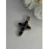 925 Sterling Silver Onyx Turquoise Agate Cross Length 1.60 Inch
