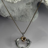 925 Sterling Silver Gold Plated Heart & Dolphins Necklace Length 18 in