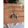 925 Sterling Silver Gold Plated Heart & Dolphins Necklace Length 18 in