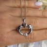 925 Sterling Silver Gold Plated Heart & Dolphins Necklace Length 18 in