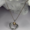 925 Sterling Silver Gold Plated Heart & Dolphins Necklace Length 18 in