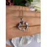 925 Sterling Silver Gold Plated Heart & Dolphins Necklace Length 18 in