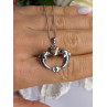 925 Sterling Silver Gold Plated Heart & Dolphins Necklace Length 18 in