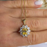 Stauer 925 Sterling Silver Gold Plated Yellow & White Cz Flower Necklace