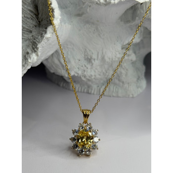 Stauer 925 Sterling Silver Gold Plated Yellow & White Cz Flower Necklace