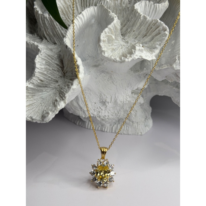 Stauer 925 Sterling Silver Gold Plated Yellow & White Cz Flower Necklace