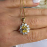 Stauer 925 Sterling Silver Gold Plated Yellow & White Cz Flower Necklace