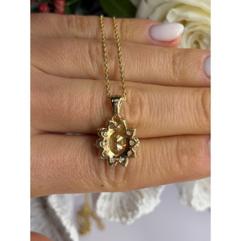 Stauer 925 Sterling Silver Gold Plated Yellow & White Cz Flower Necklace