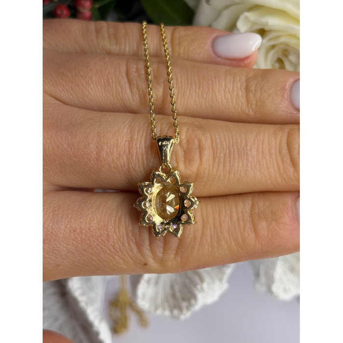 Stauer 925 Sterling Silver Gold Plated Yellow & White Cz Flower Necklace
