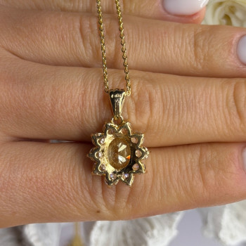 Stauer 925 Sterling Silver Gold Plated Yellow & White Cz Flower Necklace