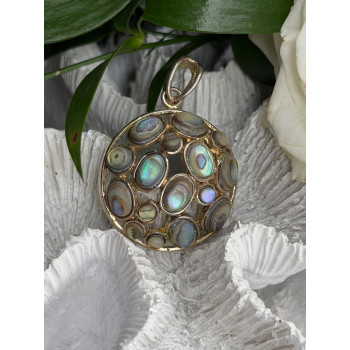 Vintage 925 Sterling Silver Abalone Pendant Length 1.70 in