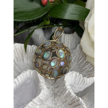 Vintage 925 Sterling Silver Abalone Pendant Length 1.70 in