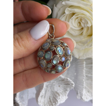 Vintage 925 Sterling Silver Abalone Pendant Length 1.70 in