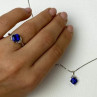 925 Sterling Silver London Blue Topaz Ring & Chain With Pendant Set