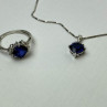 925 Sterling Silver London Blue Topaz Ring & Chain With Pendant Set