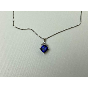 925 Sterling Silver  London Blue Topaz Ring & Chain with Pendant Set