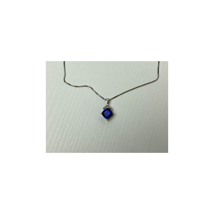 925 Sterling Silver  London Blue Topaz Ring & Chain with Pendant Set