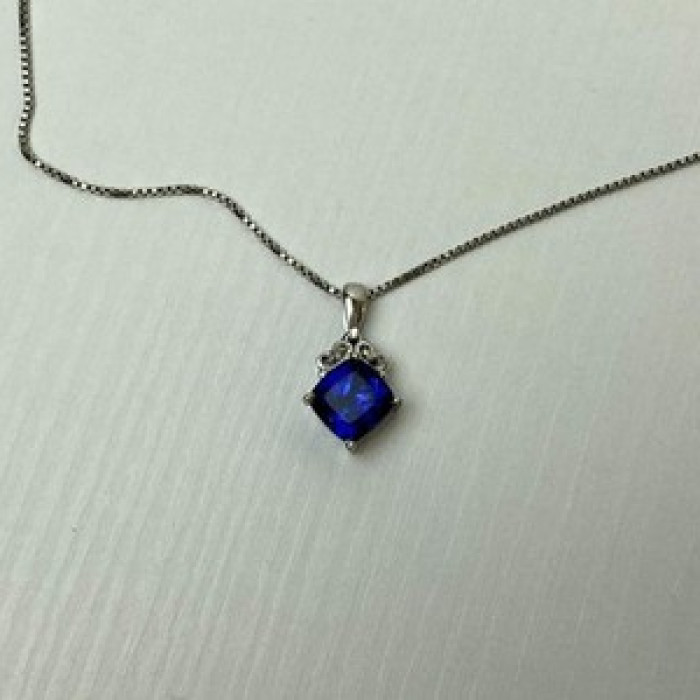 925 Sterling Silver London Blue Topaz Ring & Chain With Pendant Set
