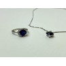 925 Sterling Silver  London Blue Topaz Ring & Chain with Pendant Set