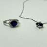 925 Sterling Silver London Blue Topaz Ring & Chain With Pendant Set