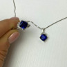 925 Sterling Silver London Blue Topaz Ring & Chain With Pendant Set