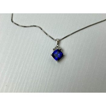 925 Sterling Silver  London Blue Topaz Ring & Chain with Pendant Set