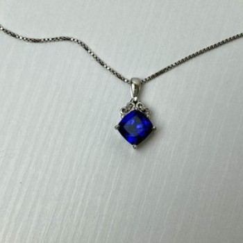 925 Sterling Silver London Blue Topaz Ring & Chain With Pendant Set