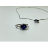 925 Sterling Silver  London Blue Topaz Ring & Chain with Pendant Set