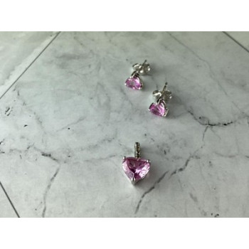 925 Sterling Silver Morganite and CZ 