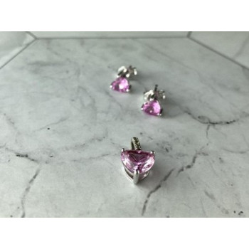 925 Sterling Silver Morganite and CZ 