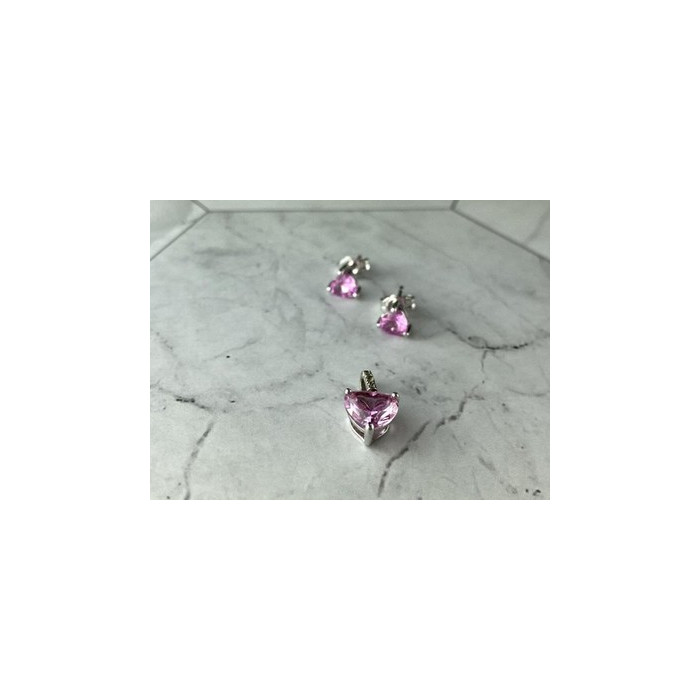 925 Sterling Silver Morganite and CZ 