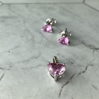 925 Sterling Silver Morganite and CZ 