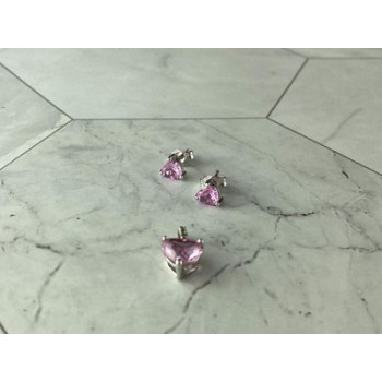 925 Sterling Silver Morganite and CZ 