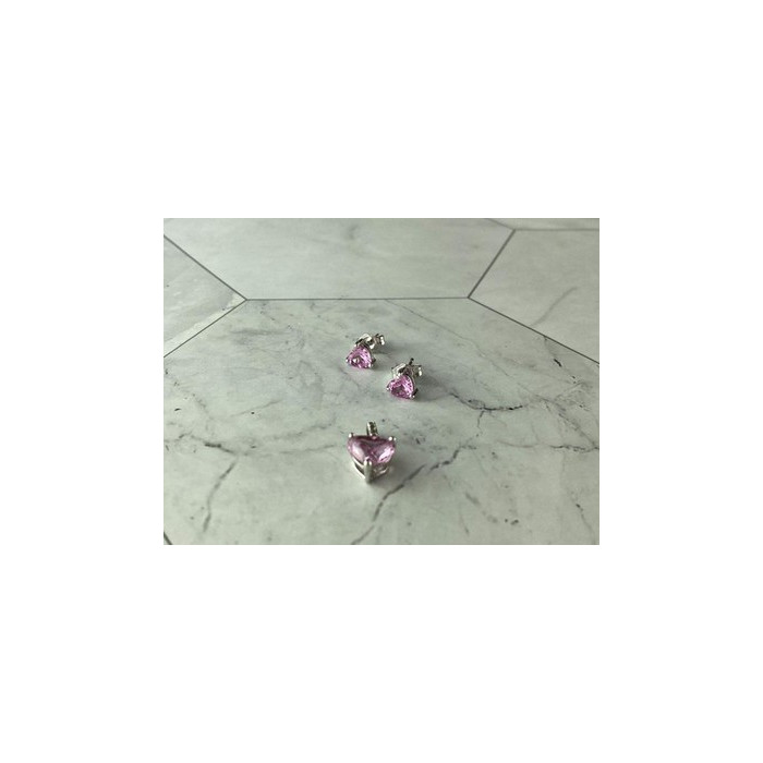 925 Sterling Silver Morganite and CZ 