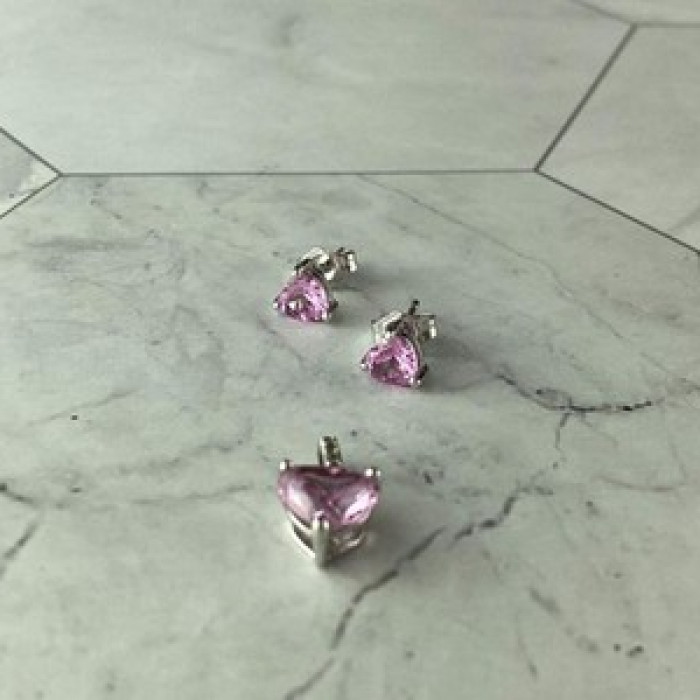 925 Sterling Silver Morganite and CZ 