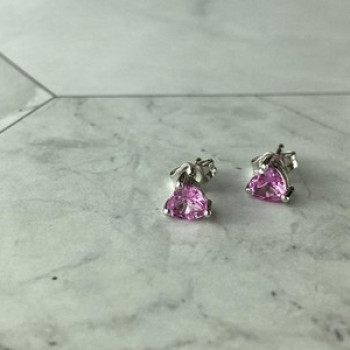 925 Sterling Silver Morganite and CZ 