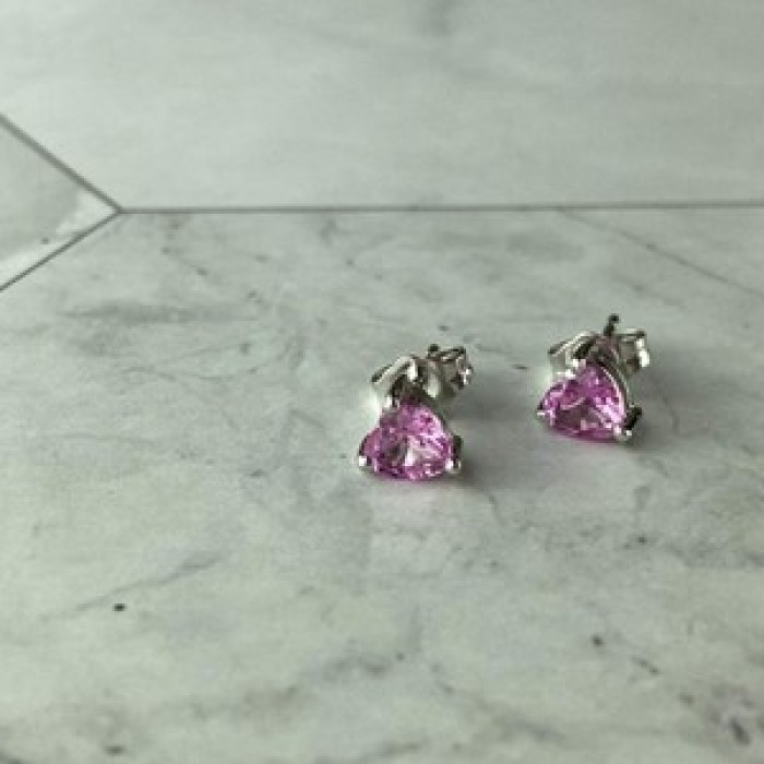 925 Sterling Silver Morganite and CZ 