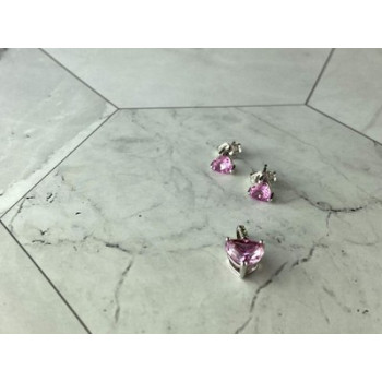 925 Sterling Silver Morganite and CZ 