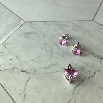 925 Sterling Silver Morganite and CZ 