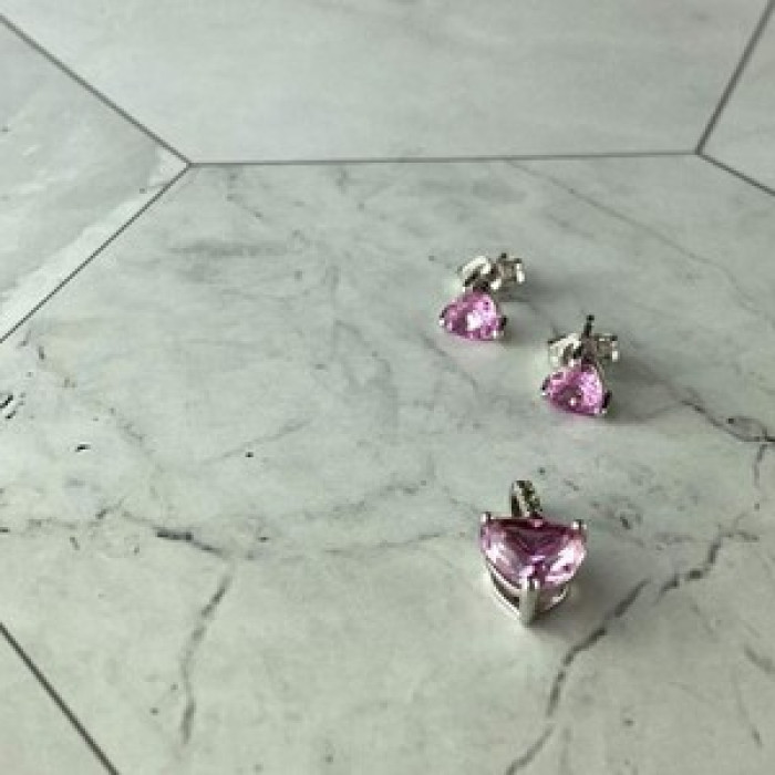 925 Sterling Silver Morganite and CZ 