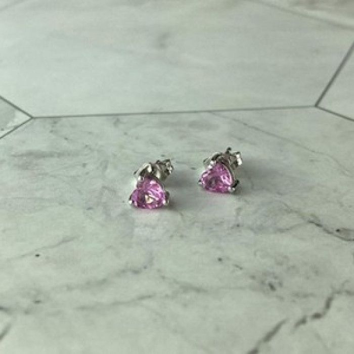 925 Sterling Silver Morganite and CZ 