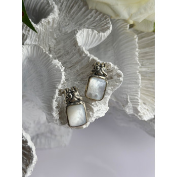 Vintage 925 Sterling Silver Abalone Earrings