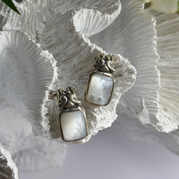 Vintage 925 Sterling Silver Abalone Earrings