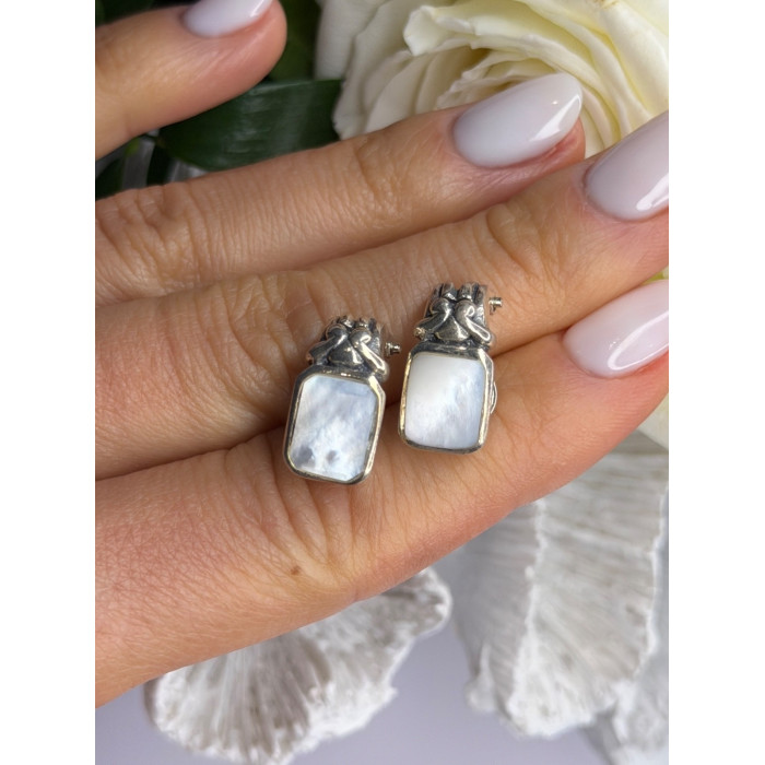 Vintage 925 Sterling Silver Abalone Earrings