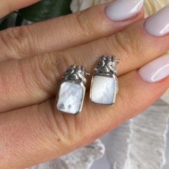 Vintage 925 Sterling Silver Abalone Earrings