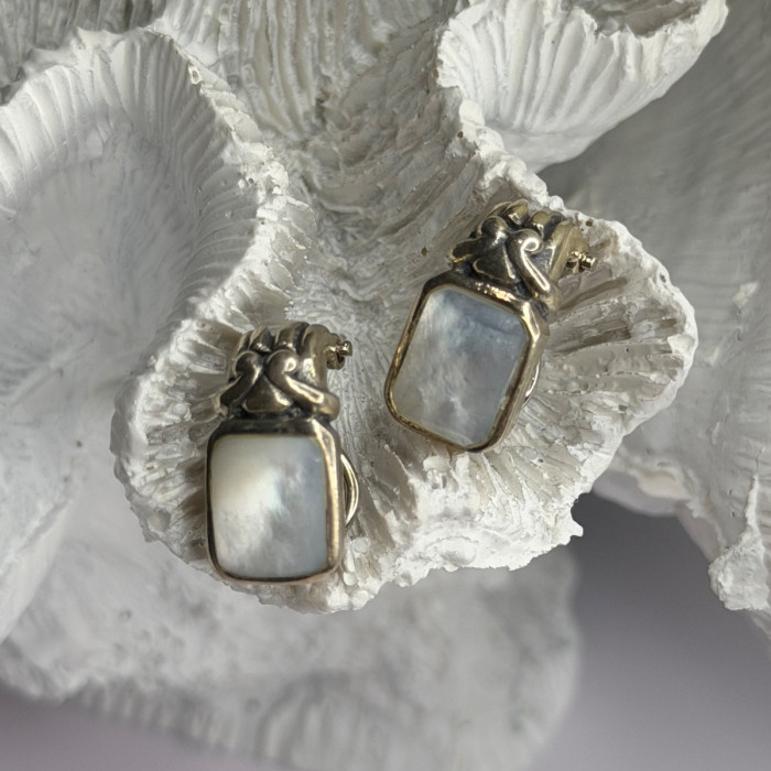Vintage 925 Sterling Silver Abalone Earrings