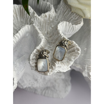 Vintage 925 Sterling Silver Abalone Earrings