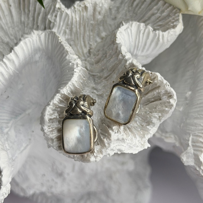 Vintage 925 Sterling Silver Abalone Earrings